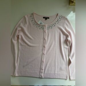 Elegant Pink Women's Cardigan with Embellishments
